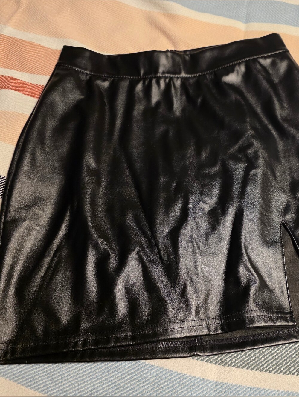 Black Faux Leather A-Line Mini Skirt - Sleek Women's Style